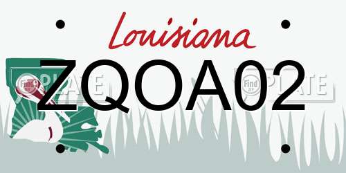ZQOA02 Louisiana License Plate