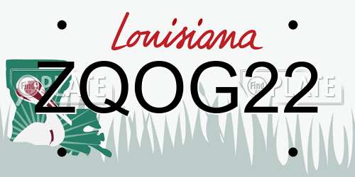 ZQOG22 Louisiana License Plate