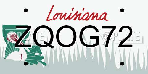 ZQOG72 Louisiana License Plate