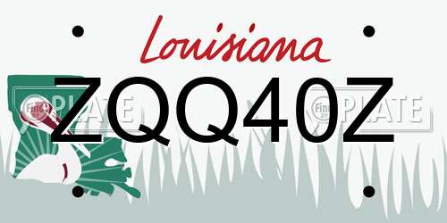 ZQQ40Z Louisiana License Plate