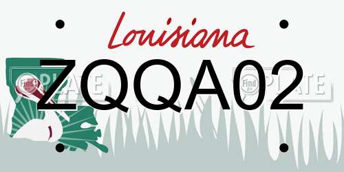 ZQQA02 Louisiana License Plate