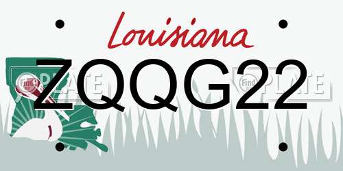 ZQQG22 Louisiana License Plate