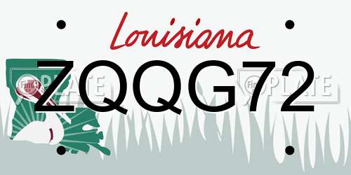 ZQQG72 Louisiana License Plate