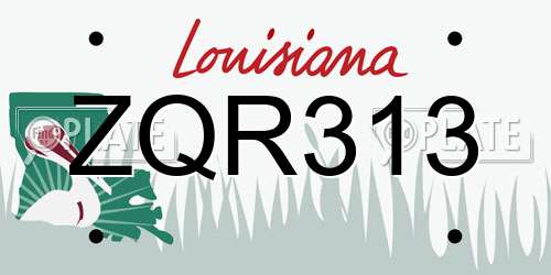 ZQR313 Louisiana License Plate