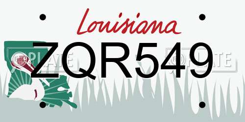 ZQR549 Louisiana License Plate