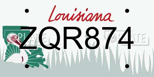 ZQR874 Louisiana License Plate