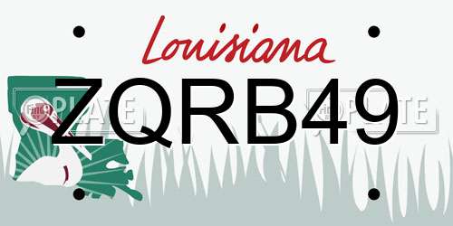 ZQRB49 Louisiana License Plate