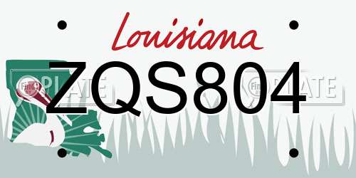 ZQS804 Louisiana License Plate