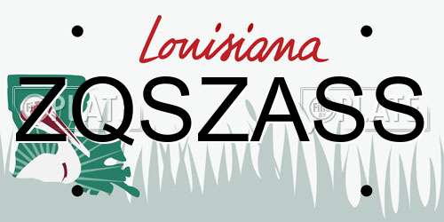 ZQSZASS Louisiana License Plate