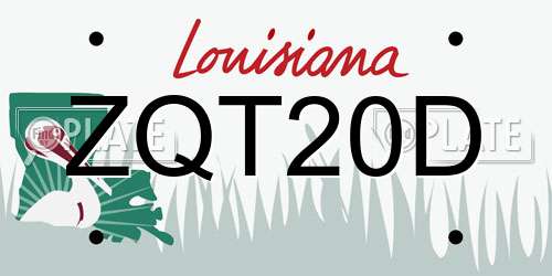 ZQT20D Louisiana License Plate