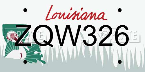 ZQW326 Louisiana License Plate