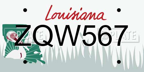 ZQW567 Louisiana License Plate