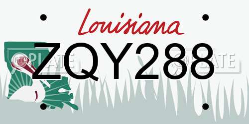 ZQY288 Louisiana License Plate