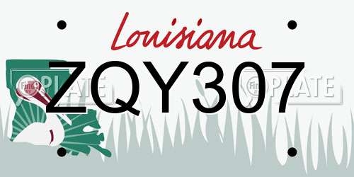 ZQY307 Louisiana License Plate