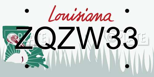 ZQZW33 Louisiana License Plate
