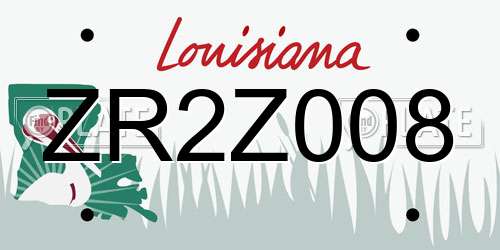 ZR2Z008 Louisiana License Plate
