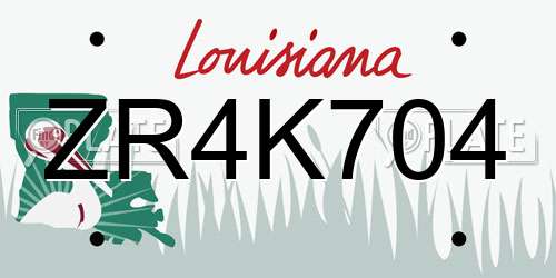 ZR4K704 Louisiana License Plate