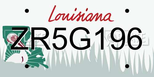 ZR5G196 Louisiana License Plate