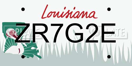 ZR7G2E Louisiana License Plate