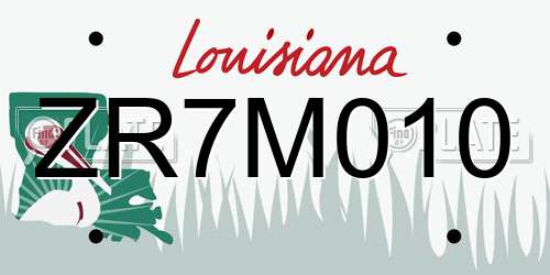 ZR7M010 Louisiana License Plate