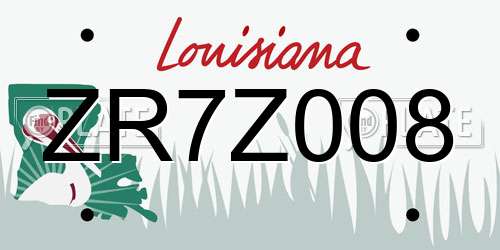 ZR7Z008 Louisiana License Plate