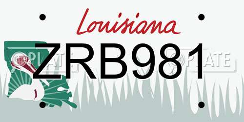 ZRB981 Louisiana License Plate