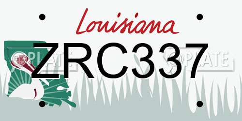 ZRC337 Louisiana License Plate