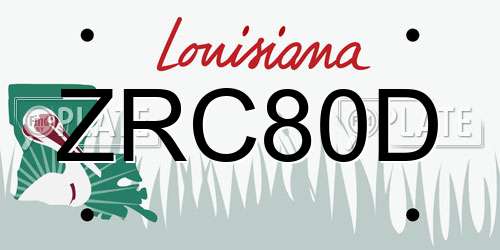 ZRC80D Louisiana License Plate