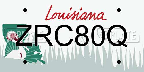 ZRC80Q Louisiana License Plate