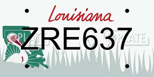 ZRE637 Louisiana License Plate
