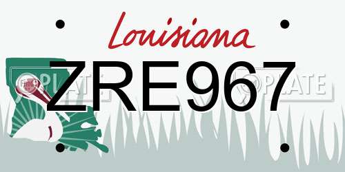 ZRE967 Louisiana License Plate