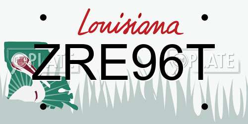 ZRE96T Louisiana License Plate