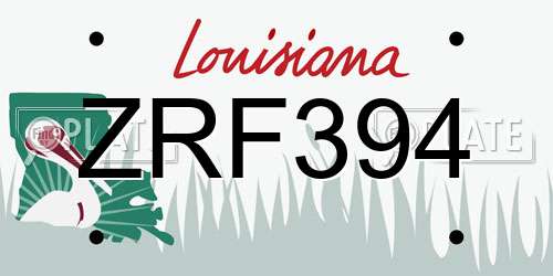 ZRF394 Louisiana License Plate