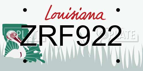 ZRF922 Louisiana License Plate
