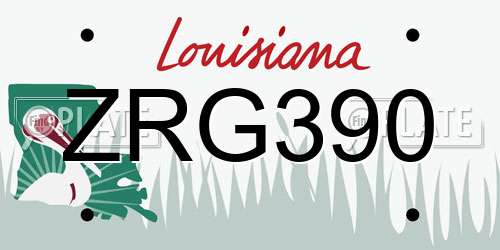 ZRG390 Louisiana License Plate