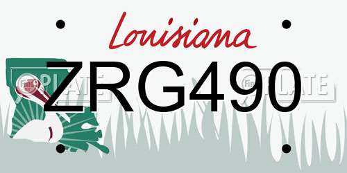 ZRG490 Louisiana License Plate