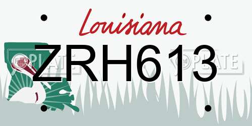 ZRH613 Louisiana License Plate
