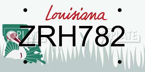 ZRH782 Louisiana License Plate
