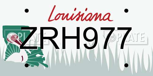 ZRH977 Louisiana License Plate