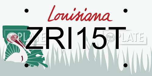 ZRI15T Louisiana License Plate
