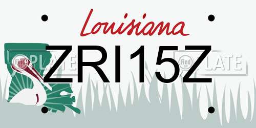 ZRI15Z Louisiana License Plate