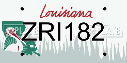 ZRI182 Louisiana License Plate