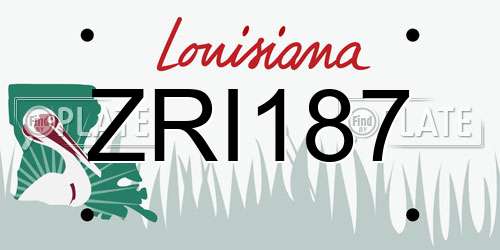 ZRI187 Louisiana License Plate