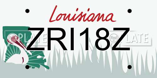 ZRI18Z Louisiana License Plate