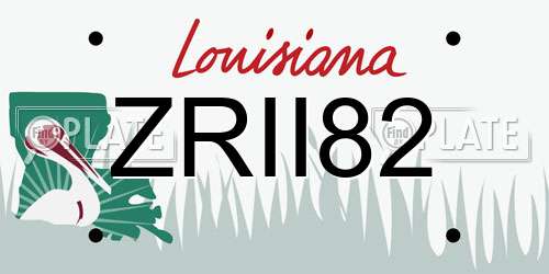 ZRII82 Louisiana License Plate