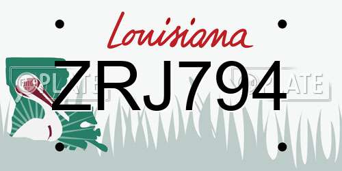 ZRJ794 Louisiana License Plate
