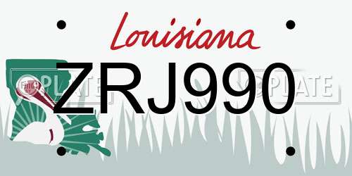 ZRJ990 Louisiana License Plate