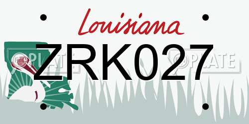 ZRK027 Louisiana License Plate