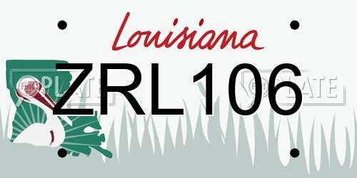 ZRL106 Louisiana License Plate