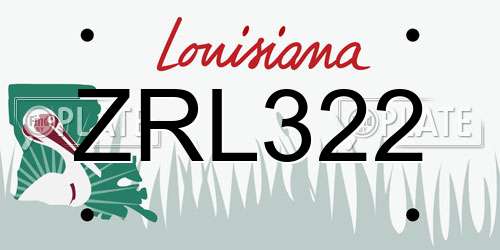 ZRL322 Louisiana License Plate